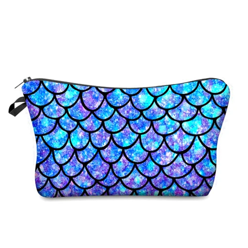 UDEFOG Travel Makeup Bag,purples blues mermaid scales shams small Capacity Cosmetic Bags for Women,Portable Pouch Toiletry Bag Make up Organizer with