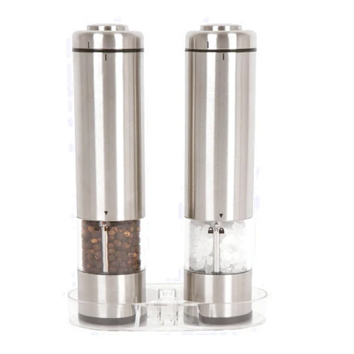 BAISHOU Salt and Pepper Mill Set-Electric Salt and Pepper Grinders By Electric Pepper Mills With Stand-Ceramic Grinders With Lights and Adjustable Coarseness