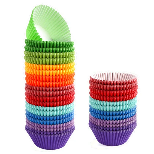 GUSTO [500Pcs] Standard Colorful Muffin Liners, Cupcake Liners for Baking, Food Grade & Grease-Proof, Baking Cups - Bright Assorted Colors for Cupcakes, Candy Cups and Cake Balls
