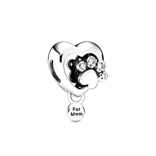 PANDORA Sparkling Paw Print & Heart, Clear CZ