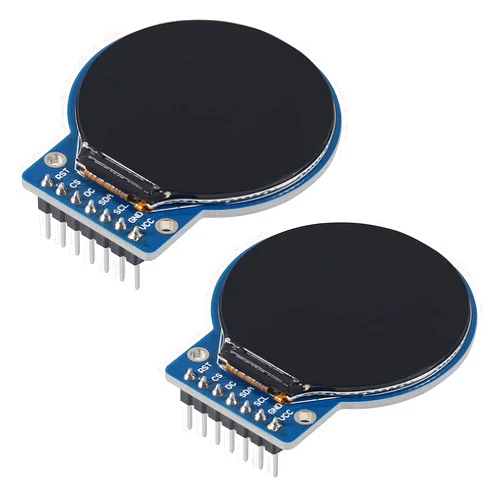 AITRIP 2PCS 1.28 Inch 1.28'' TFT LCD Display Module Round RGB 240 * 240 GC9A01 Driver 4 Wire SPI Interface 240x240 PCB for Arduino/Raspberry Pi/Nano/STM32