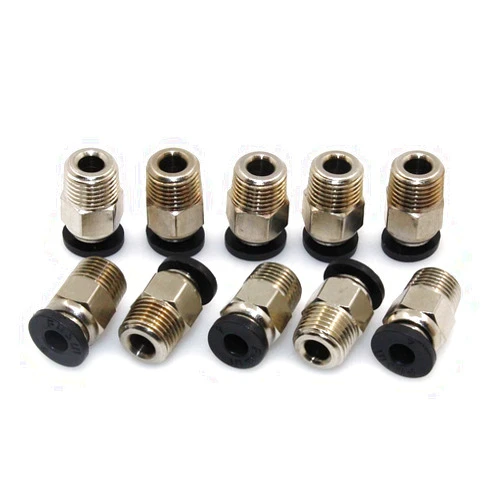 BIQU PC4-M10 Pneumatic Connector Fittings Bowden Tube Coupler Male Straight PTFE Tube Push for E3D-V6 Bowden Extruder Compatible with Ender-3 Ender-3 V2 3D Printers (Pack of 10pcs)