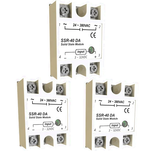 MAKERELE 3PCS SSR-40DA Solid State Relay Dc Input Ac Output ，3-32V/DC to 24-380V/AC Single Phase SSR-40DA Solid State Relay