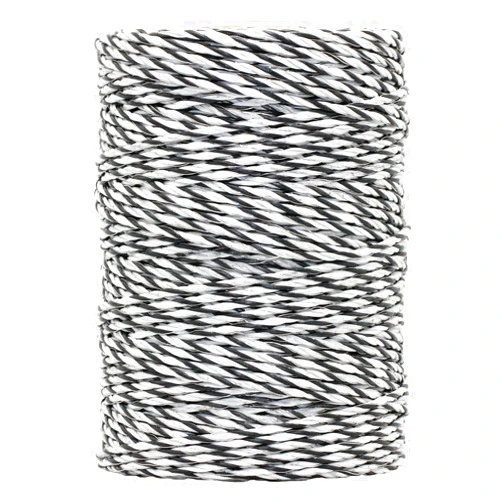 HENGTONG Heavy Duty Electric Fence Aluminum Polywire, 656 Feet 200 Meters, 3 Strands of UV Resistant PVC Coated Fiberglass and 3 Strands of Reliable Conductivity Aluminum Conductor, White and Black