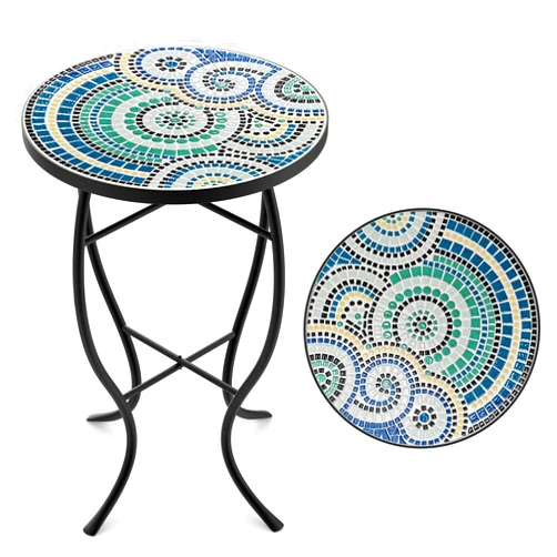 FROMJBEST Mosaic Outdoor Side Table, Patio Side Table, Weather Resistant 14