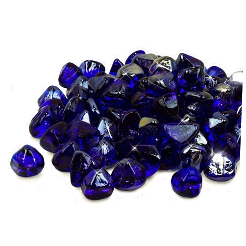 Golden Flame 10 Pound Fire Diamonds | 1 Inch Rocks | Natural Gas or Propane | Fire Pit, Table, and Fireplace | Indoor or Outdoor | Brilliant Jewel-Like Color | Cobalt Blue Reflective