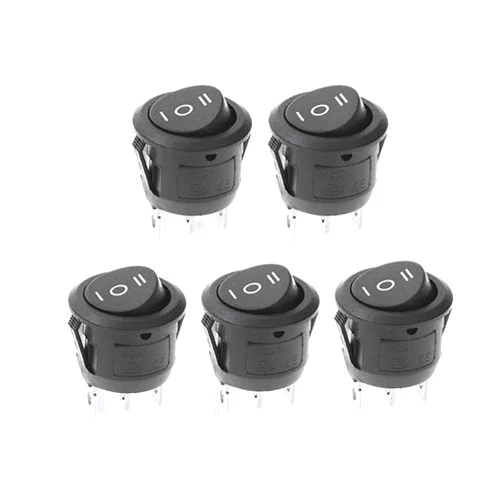 QTEATAK 5Pcs SPDT ON/Off/ON Rocker Toggle Switch, 3 Pins 3 Position Toggle Switch for Car and Boat KCD1 (Black), AC 10A/125V 6A/250V