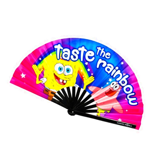 Kandies World inc Kandies World UV Reactive Custom Festival Folding Hand Fan - Unique Designs, Made of Bamboo, Clacking Sound, Lightweight - Perfect Rave and Festival Accessory!