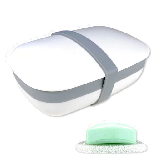 Kiasona Travel Soap Box,soap Bar Holder Dish Container Case with Sponge saver Drain&Silicone Band,Strong Sealing,Leak Proof,Portable,Best for Bathroom,Shower,Gym,School,Camping,Hiking,Vacation,Outdoor