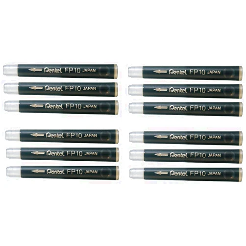Pentel Arts Pocket Brush Refills, Black Ink, Value Set of 12