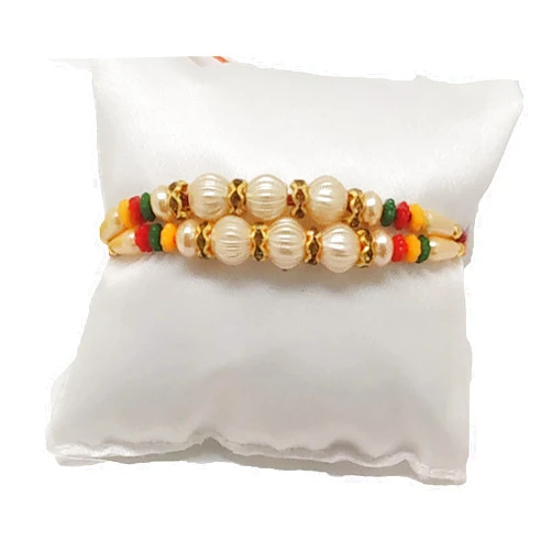 Tuelip Gifts Set of 2 White Beads Design Rakhi Thread Raksha Bandhan for your Brother Vary Color and Multi Design