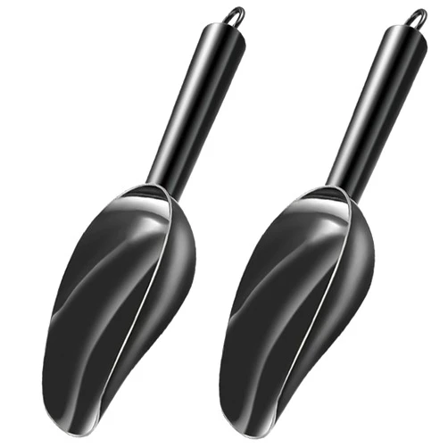 MaudCara 2pc Metal Ice Scoop for Freezer,3 OZ Small Ice Scooper,Multipurpose for Cookie Scoop,Popcorn Scoop,Flour Scoop,Dog Food Scoop,Black