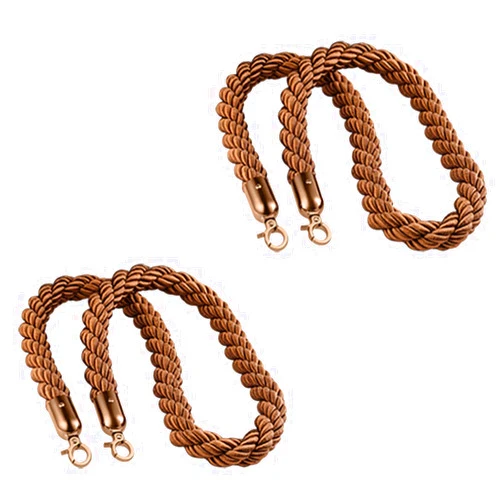 Mlida 2 Psc Rose Gold Stanchions Twisted Rope, Safety Barrier Ropes for Celebration/Hotel/Concerts Crowd Control, 5 Feet Nylon Ropes with Clasps Easy Hanging