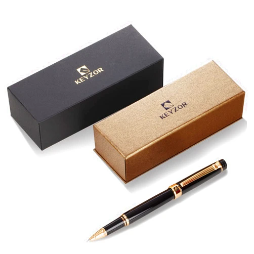 KEYZOR Luxury Writing Rollerball Pen With Schmidt Refill,Metal Pen Of 24k Gold Trim,Fancy Pen Gift Set For Men&Women In Executive Offices Business