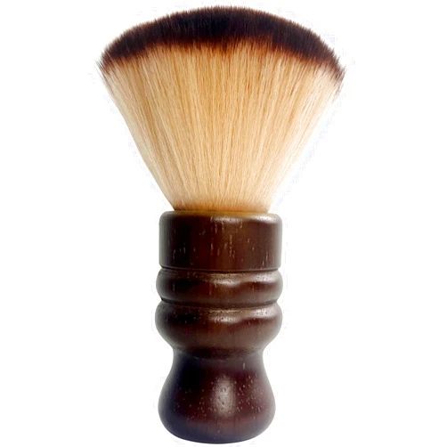Jaasuee Large Neck Duster Soft Nylon Hair Barber Brush with Wooden Handle Face Cleaning Hairbrush for Haircuts and Styling Kits, Brown