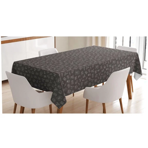 Lunarable Typewriter Tablecloth, Chalky Old Tech Juke Box Radio Roller Skates and Vinyl Record Player, Rectangle Satin Table Cover Accent for Dining Room and Kitchen, 60