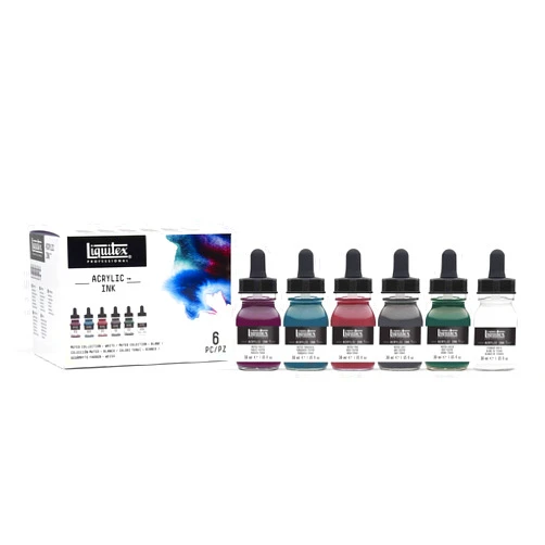 Liquitex Professional Acrylic Ink, 1-oz (30ml), Muted Collection, Set of 6