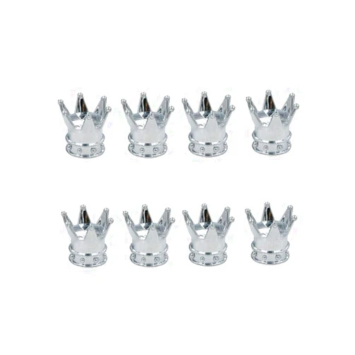Acxico 8Pcs Chrome Crown Car Auto Tire Air Valve Stem Cover Caps Wheel Rims Accessories