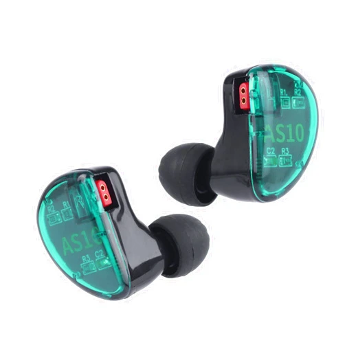 Linsoul KZ AS10 5BA HiFi Stereo in-Ear Earphone High Resolution Earbud Headphone 0.75mm 2 pin Cable, Five Balanced Armature Drivers, Noise Cancelling (Mic, Cyan)
