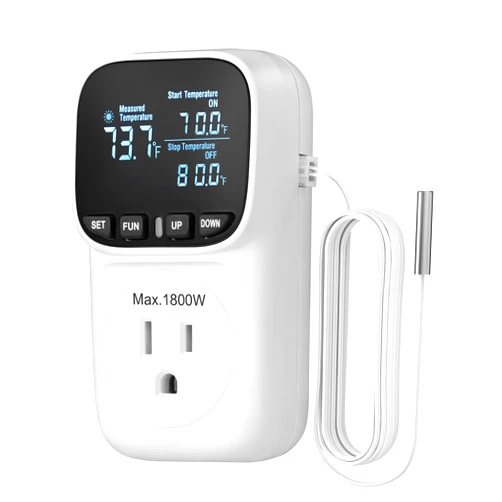 DEWENWILS Digital Temperature Controller, Heavy Duty 15A/1800W Thermostat Outlet Plug, VA Display Heating Cooling Control Timer, -40℉~210℉, Cyclic Timing/Countdown, for Greenhouse Incubator Homebrew