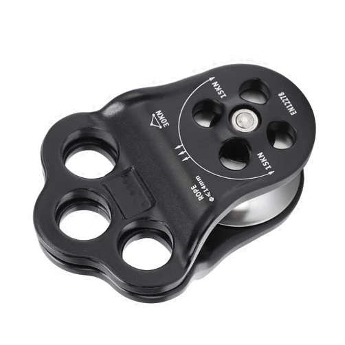 Keenso 30KN Double Bearing Climbing Pulley, Aviation Aluminum, 3 Hole Side Plate Ropes up to 14mm, for Mountaineering,
