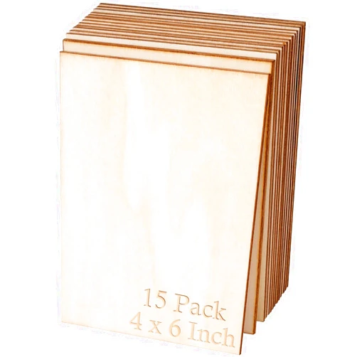 Blisstime 15PCS 4x6 Inch Wood Squares Unfinished Square Wood Pieces for Crafts,Painting, Writing, DIY Supplies, Engraving and Carving, Home Decorations (4x6 Inch 15Pcs)