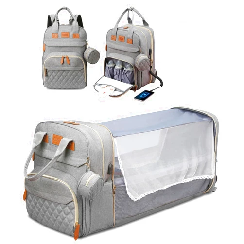 JSTPRO Diaper Bag Backpack, Large Diaper Bag with Changing Station, Baby Diaper Bag, New Mom Gifts, Lightweight Waterproof Unisex Diaper Bag with Insulated Pockets and USB Charging Port, Grey