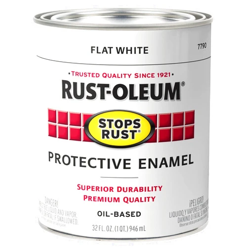 Rust-Oleum 7790502 Protective Enamel Paint Stops Rust, 32-Ounce, Flat White, 1 Quarts (Pack of 1)