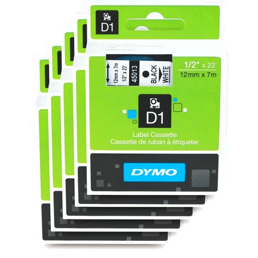DYMO Standard D1 Labeling Tape for Labe lManager Label Makers, Black Print on White Tape, 1/2