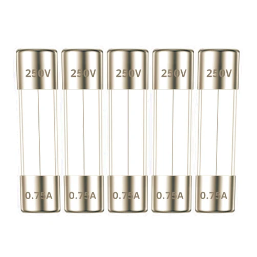 TECHMAN GDC 750mA (0.75A) Slow Blow Glass Fuses, 250V, 5x20mm (0.20 x 0.79inches), Time Delay Fuses, 5 Pack
