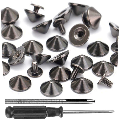 YORANYO 100 Sets Cone Spikes and Studs 4.7MM Height Gun Metal 3/16