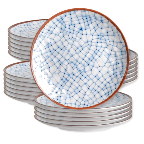 Steelite Melamine Bread Snack Plates, Creations Tribeca Shatter Resistant, Small Bit Tapas Dishes, Heavy Duty Crazed Blue Design, Ideal for Restaurants, Commercial Foodservice, 6.5