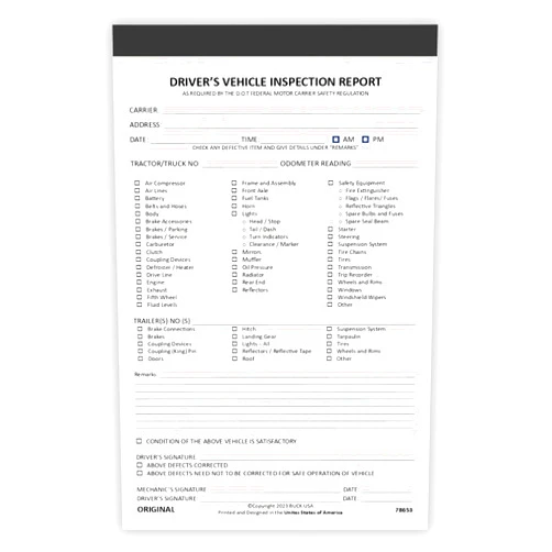 BUCK TAPE AS TOUGH AS A BUCK Detailed Driver Vehicle Inspection Report Book - 2-Ply Carbonless, 5.5