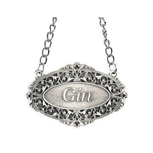 Heritage Pewter Gin Liquor Decanter Label – Gin Liquor Tag with Adjustable Chain | Perfect for Housewarming Gift, Parties, Holidays, & Anniversaries | Expertly Crafted Fine Pewter