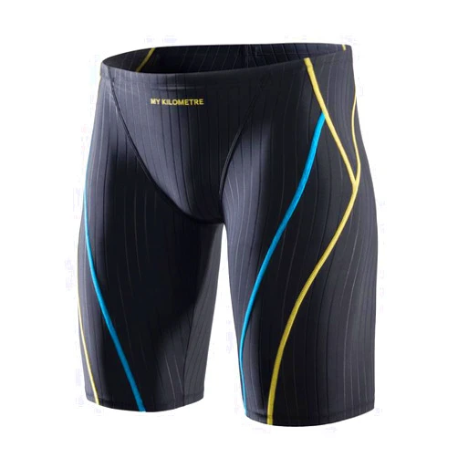 MY KILOMETRE Men's Swimsuit Jammer Solid Swim Jammers Endurance Long Racing Training Swimsuit