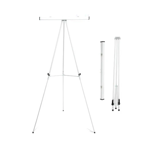Falling in Art Aluminum Flip Chart Display Easel Stand with Adjustable Floor for Boardroom, Whiteboard, Paper Pads, Signage, 63 1/2'' High, Silver