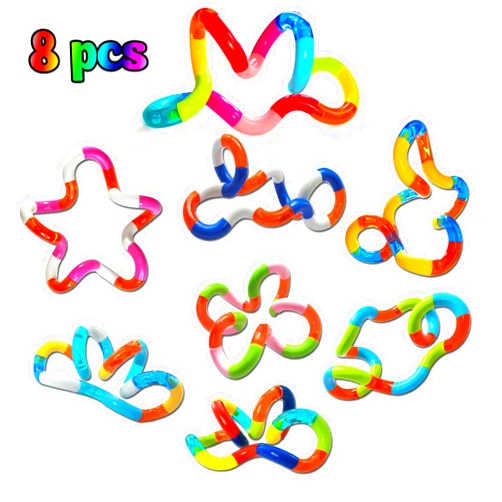 Kingjoy Twisty Bendy Fidget Toys, 4PCS Twisty Fidget Pack Cheap, Relax Therapy for Kids & Adult, Stress Relief & Anti-Anxiety Sensory Toys, Brain Imagine Tools, Decompression Toys, Fidget to Focus.