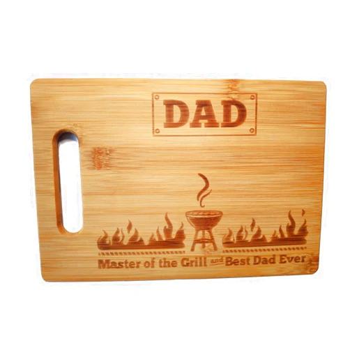 BESTWD Laser Engraved Cutting Board Master of the Grill and Best Dad Ever Gift For father Birthday Gifts for Dad Personalized Cutting Board Gift Rectangle Bamboo Cutting Board (10.6 x 7 Rectangle)