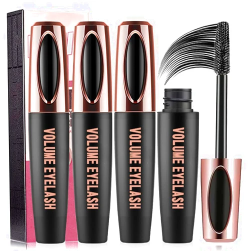 Yasovigi 3 PCS 4D Silk Fiber Lash Mascara Waterproof Mascara Eyelash Extension Thicker Voluminous Eyelashes, Smudge-proof, Long-Lasting, Dramatic Extension, Smudge-proof, Hypoallergenic Formula (3 Packs)