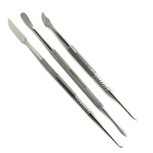 Direct Instruments Set of 3 Dental Waxing Instruments Carvers Zahle Beale Lecron Wax Mixing Spatula Knife Lab