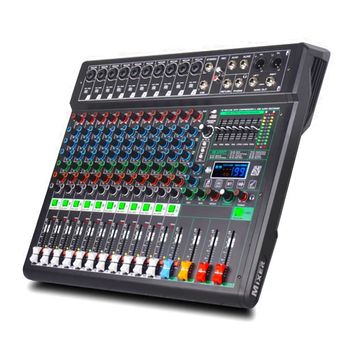 Yamnweo XF12 Professional Audio Mixer Sound Board Console Desktop System Interface 12 Channel Digital USB Bluetooth MP3 Computer Input 48V Phantom Power Supply Built-in 99 Reverb Effect (XF12)