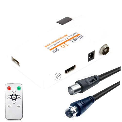 AoeSpy HDMI RF Modulator Coax Converter VHF Adapter w/Male F Type Cord for PS4 PS5 Xbox Nintendo Switch VCR DVD Player Roku Fire Stick Set-top Cable Box HD Digital Video Input to Coaxial Out Analog NTSC TV