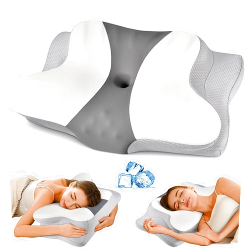Ylekto Cervical Pillow for Neck Pain Relief - Ergonomic Pillow for Sleeping Side Sleeper Pillow for Adults, Contour Neck Pillow Cooling Memory Foam Pillows, Orthopedic Bed Pillow for Back Stomach Sleepers