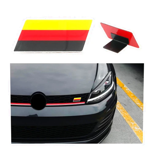 Ziciner 3D Germany Flag Emblem Badge with L Shaped Mounting Bracket, Auto Front Fender Badge Sign Emblem, Car Front Grill Bumper Decoration, Compatible with European Vehicles
