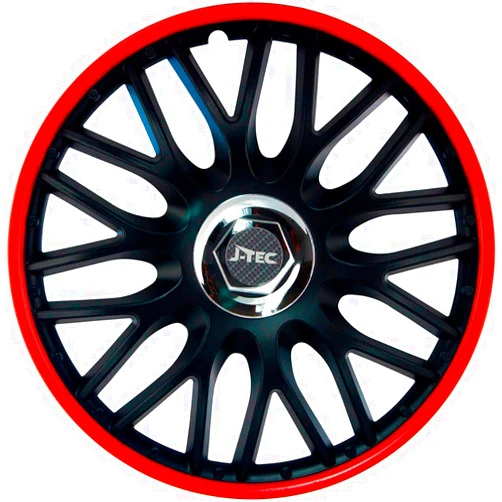 J-Tec J14514 Orden Red/Black 14 Inches (4 x Universal Wheel Trims/Hubcaps), black/red + chrome ring