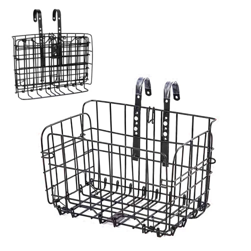 Aikolesa Bike Basket Front, Bike Folding Basket Electric Bicycle Metal Basket Handlebars with Detachable Waterproof Lining Bag, Suitable for Road Commuting Mountain Electric Bikes Most Bikes