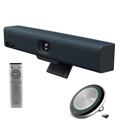 Yealink UVC34 Video and Audio Conferencing System & CP700 Teams Optimized USB Bluetooth Speakerphone Conference Video Bar Conference Microphone Full Duplex Noise Reduction Algorithm for Office Meeting