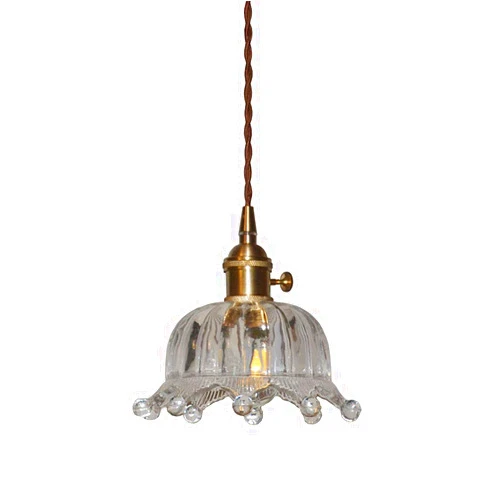 JHBHQKX Led Lights Nordic Glass Kitchen Single Head Chandelier Simple Crown Bedroom Bedside Hanging Pendent Lamp Droplight