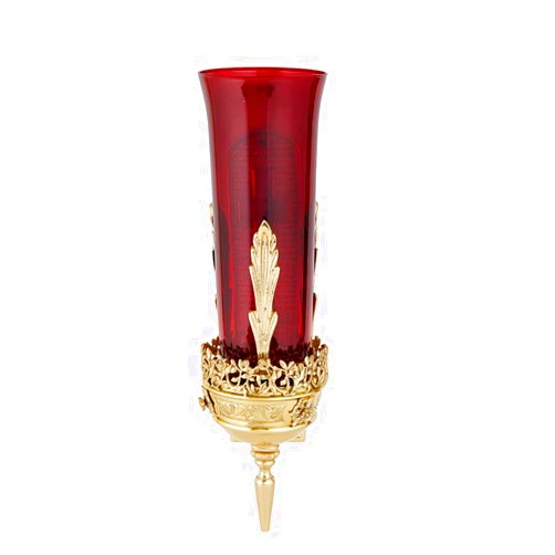 Trinity Church Supply Ornate Wall Mount Sanctuary Lamp with Ruby Glass Globe Candles Stand Decoration Ideal for Weddings Special Events Parties Living Room, 12 Inch Height
