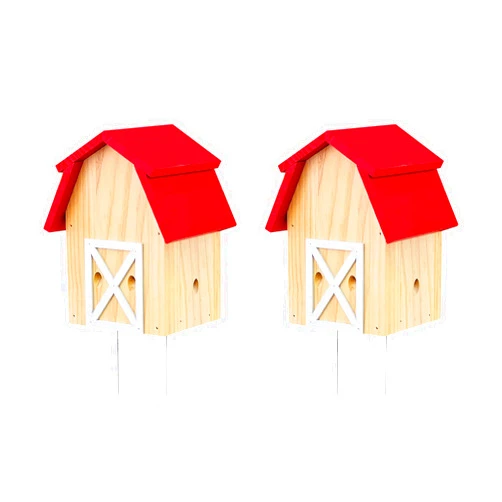GRTRE 2 Pack Wood Carpenter Bee Trap for Outside - Best Bee Trap - Wood Boring Bee Trap- Nature Barn Style Carpenter Bee Traps Outdoor Hanging - Insect Traps Removes Carpenter bee